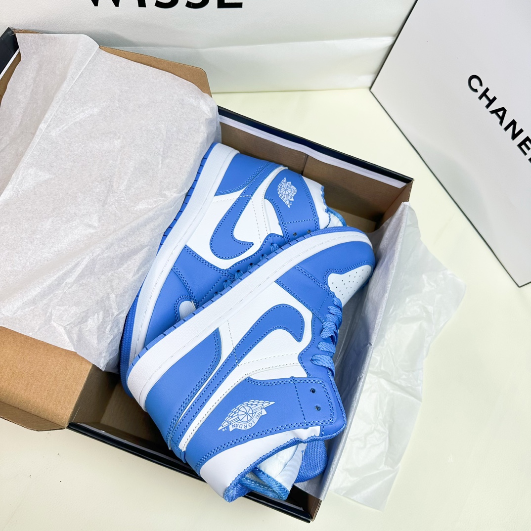 AJ1高帮白宝蓝 莆田拉帮工艺码数36-44
