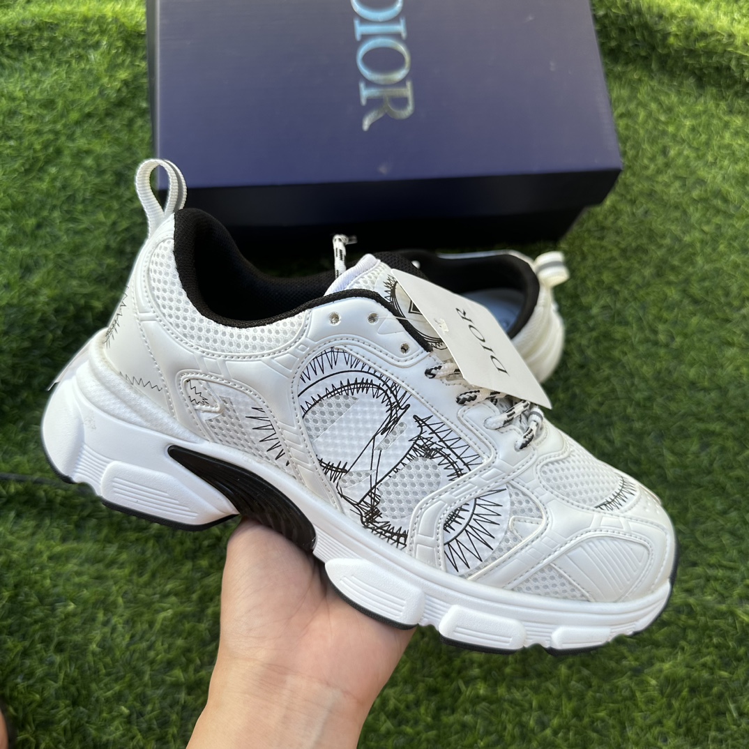 DIOR迪奥 Chrono 白黑网布 圆头系带 女款Size 36-40