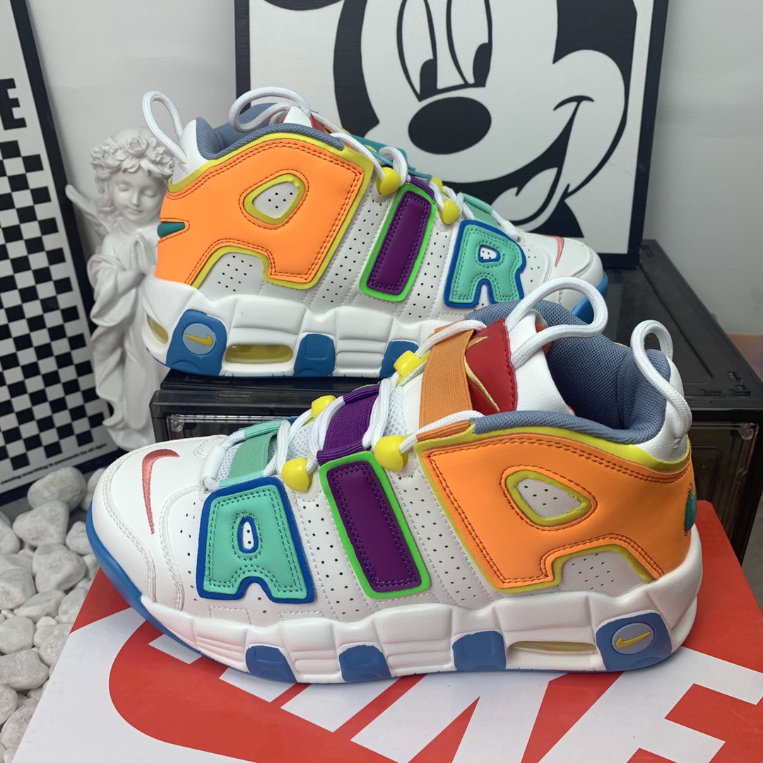  Nike Air More Uptempo 皮蓬 [大AIR]  兰黄紫 36-44码 气垫大底 真皮材质 W1