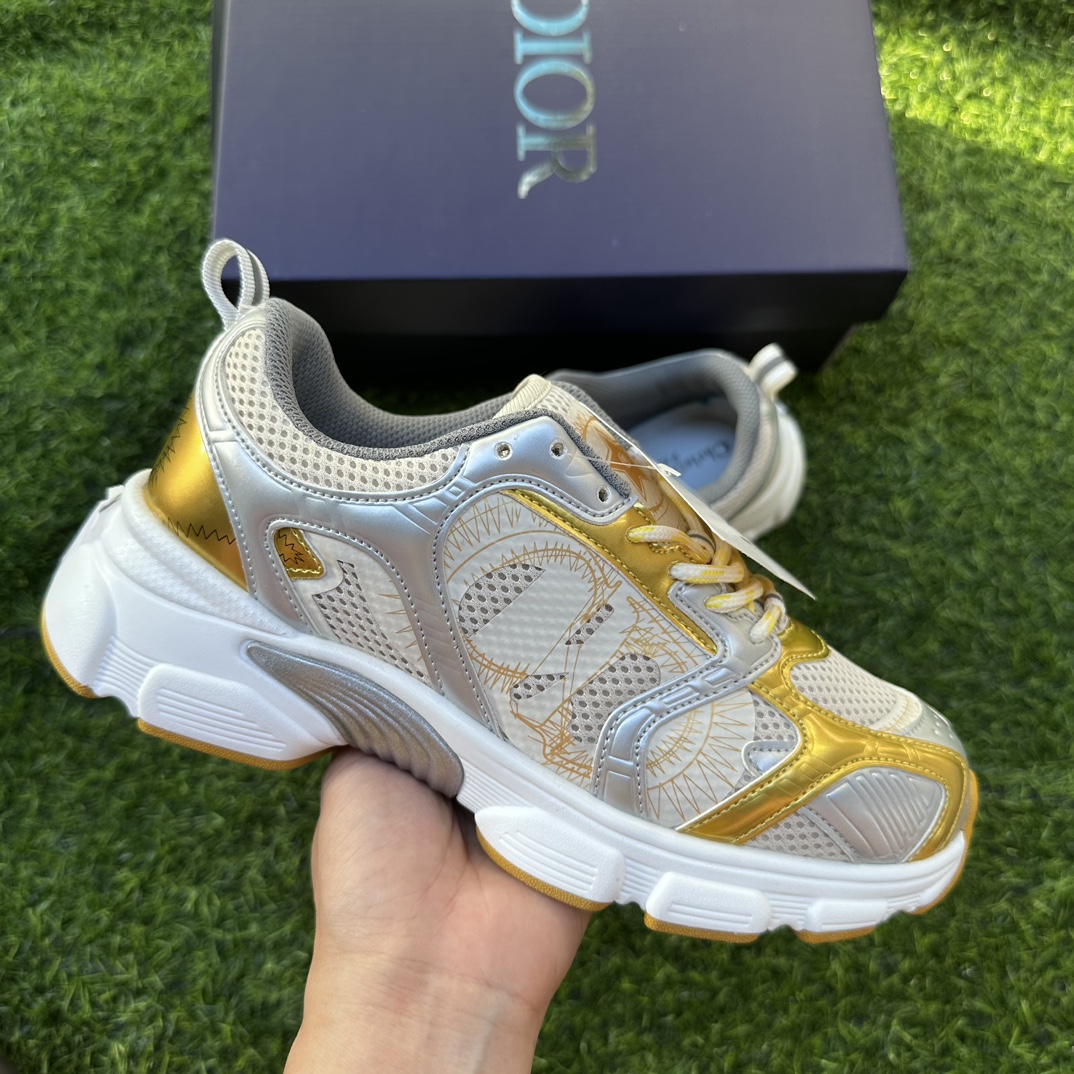 DIOR迪奥 Chrono 米金网布 圆头系带 女款Size 36-40