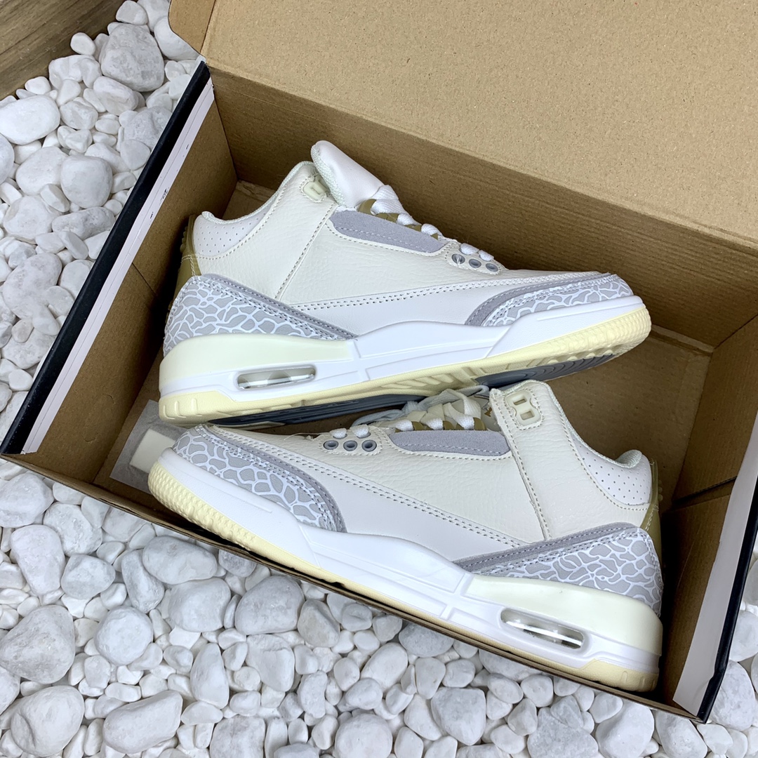 AJ3 w6米浅黄  B1高版本套楦工艺 激光打孔 正确版型 轻盈舒适 自带气垫 尺码36-44 男女款现货