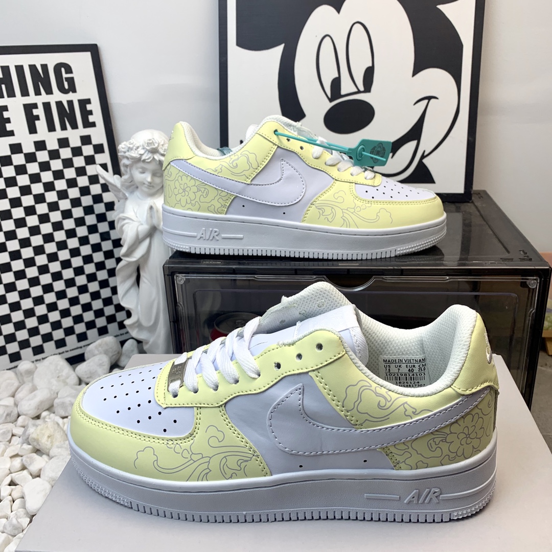 Nike AF1 空军一号 白黄 尺码36-44男女码现货 N1