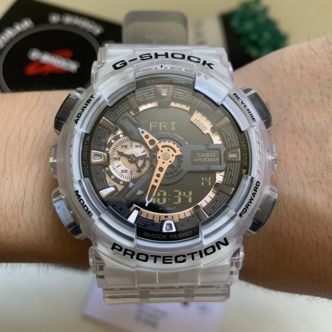 卡西欧  ga-110系列透明玫金大实拍图片