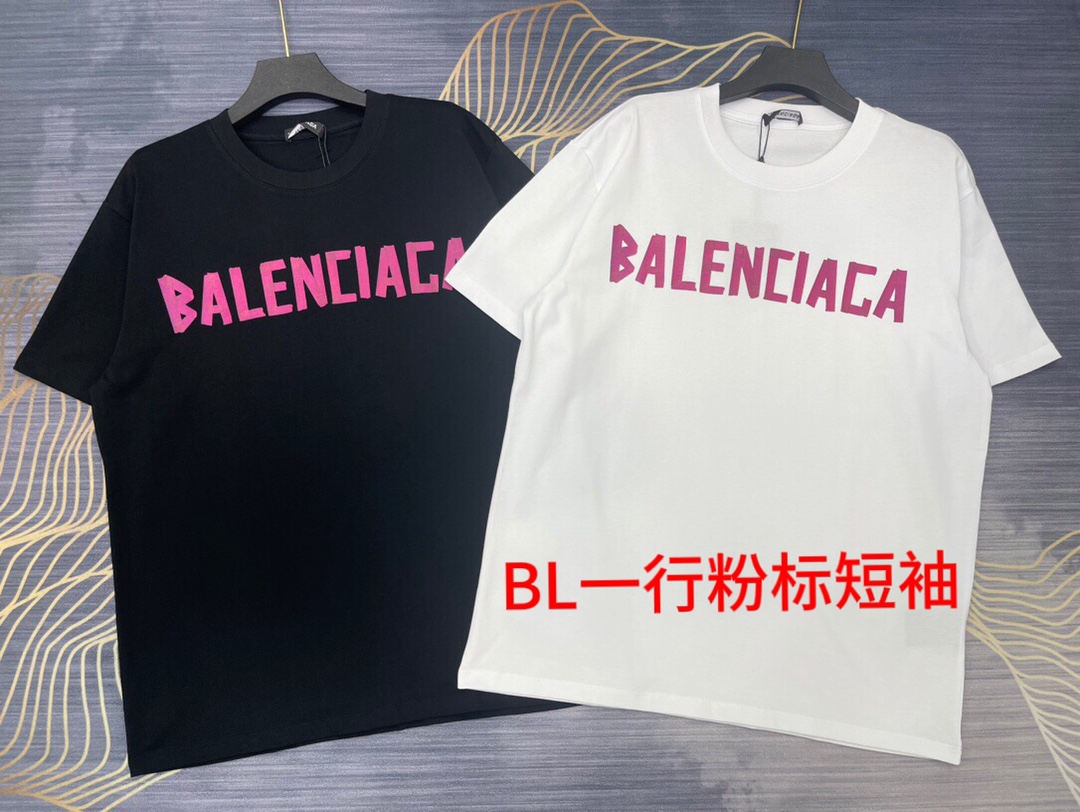 BL一行粉标短袖巴黎世家BALENCIAGA2023春夏新款紫色字母logo短袖T恤高版本高版本全网独家首发 百搭款细节处理完美 200克纯棉面料前后数码直喷印花工艺十