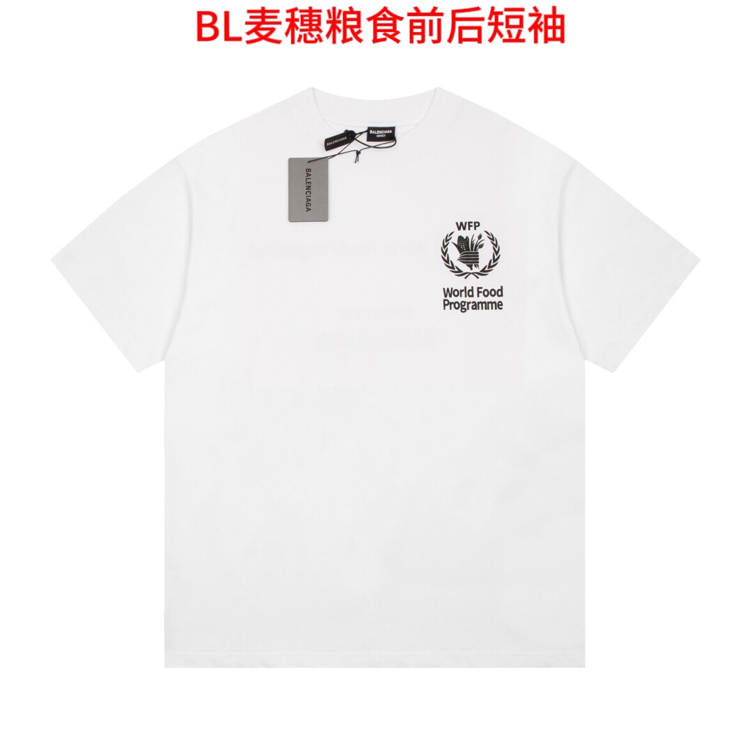 BL麦穗粮食前后短袖Balenciga/巴黎世家2023SS 麦穗粮食发泡短袖～标准的印花技术，纯棉柔软面料，对色定染面料，超精细平网印花工艺，潮流感十足，定染纯棉面