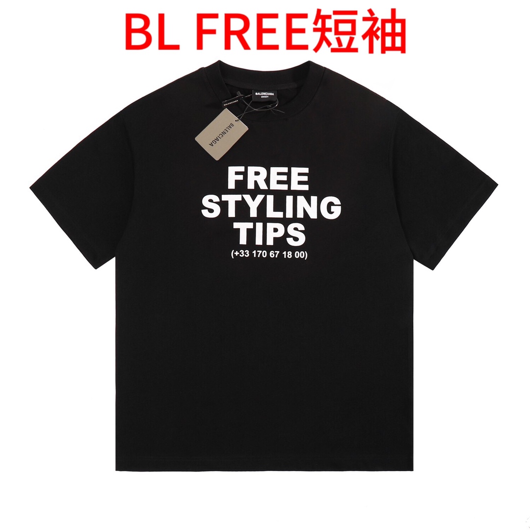 BL FREE短袖高品质 BAL 23ss秀款 STYLING HOTLINE电话印花短袖，面料采用纯棉精梳棉面料，正面 Styling Hotline 艺术画印花，全身重工磨损破坏工艺，上身效