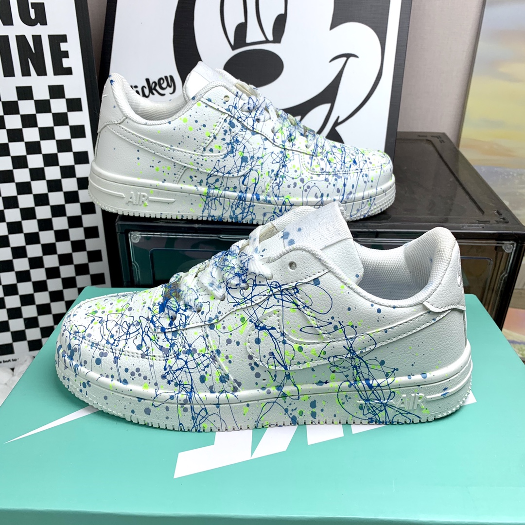  Nike AF1 小空军 泼墨白蓝 尺码36-44男女码现货