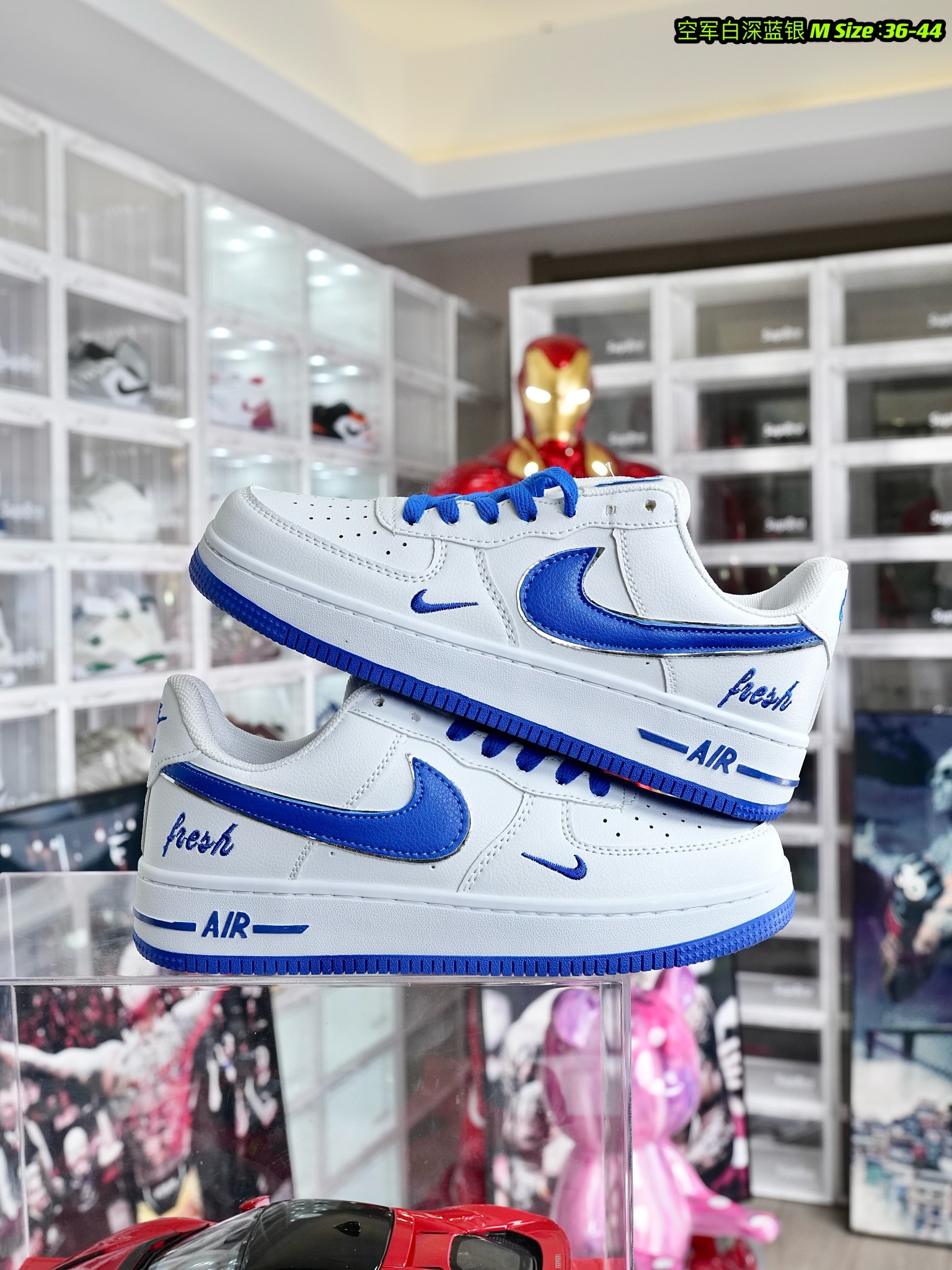 Nike AF1 空军一号 白深蓝银  尺码36-44 男女码现货