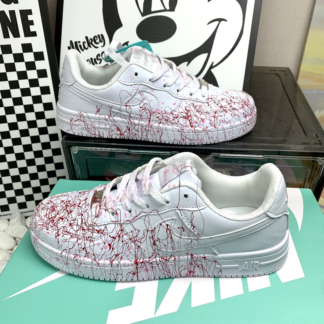  Nike AF1 小空军 泼墨白红 尺码36-44男女码现货