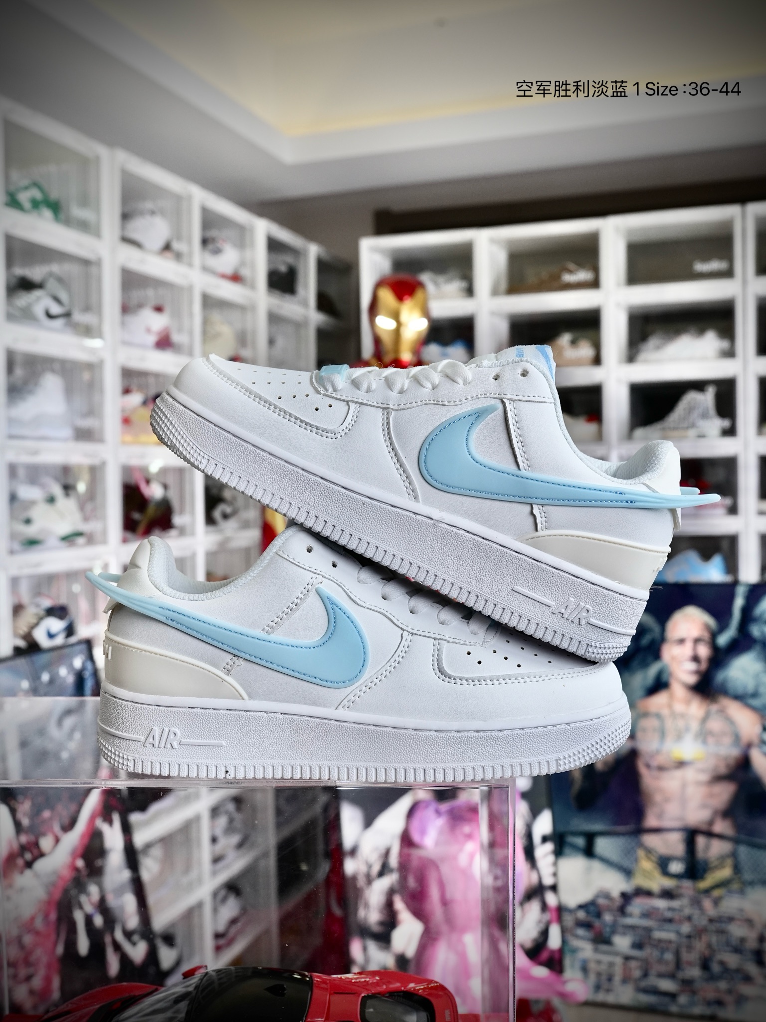 高版本 Nike AF1 空军一号 真皮胜利之神淡蓝 高版本 尺码36-44 男女码现货