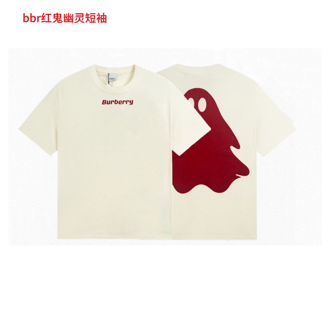 bbr红鬼幽灵短袖（顶级复刻版本）Burberry 巴宝莉限定款红鬼幽灵短袖T恤- 详情：顶级版本颜色:    杏色尺码： M-4xl - 简介：独家高品质面料定制纯棉杏色面料，进口水浆印花工艺，无性