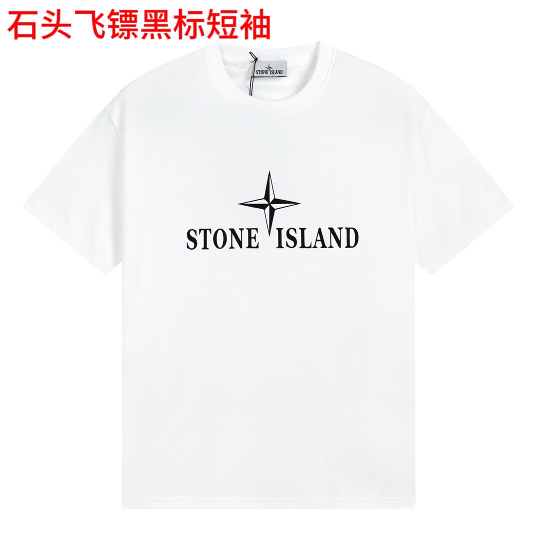 石头飞镖黑标短袖输出可低 毒物 原标 防伪扣高版本七天无理由退换 质量问题破洞脏包出运费W628#  【Stone lsland/石头岛夏季新款胸前飞镖英文印花图案短袖
