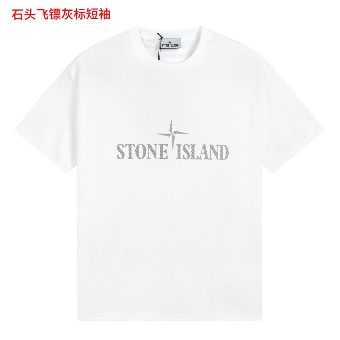 石头飞镖灰标短袖Stone Island石头岛新款斜纹logo印花短袖男女同款夏季高品质纯棉T恤宽松版型休闲百搭简约潮流时尚上衣颜色：黑色 白色尺码：M-4xl