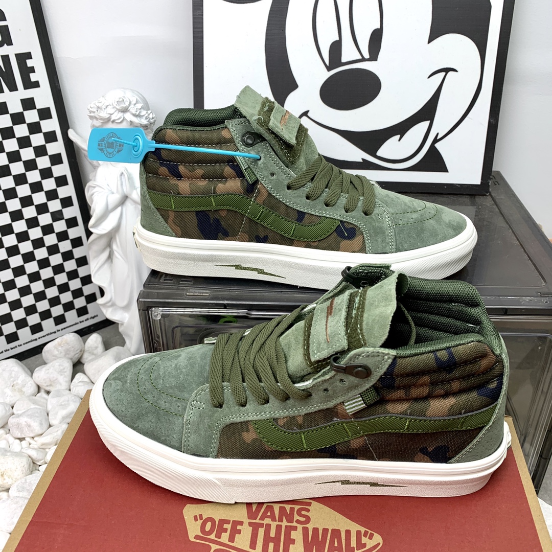 Vans Sk8 Hi Slim 万斯高帮休闲鞋 军绿色 硫化底 魔术贴 36-44码  男女现货