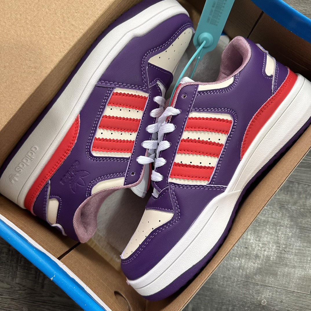 实拍图Adidas originals Forum 84 三叶草 休闲板鞋 白紫红 36-44码