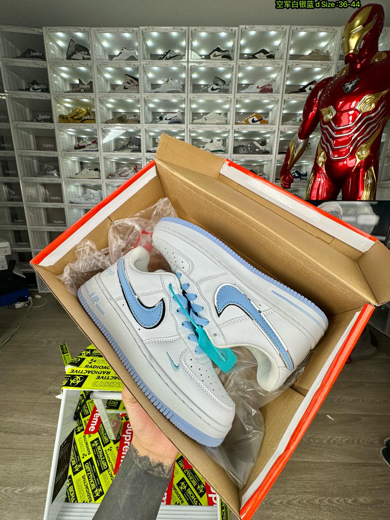  Nike AF1 空军一号 白银蓝  尺码36-44 男女码现货