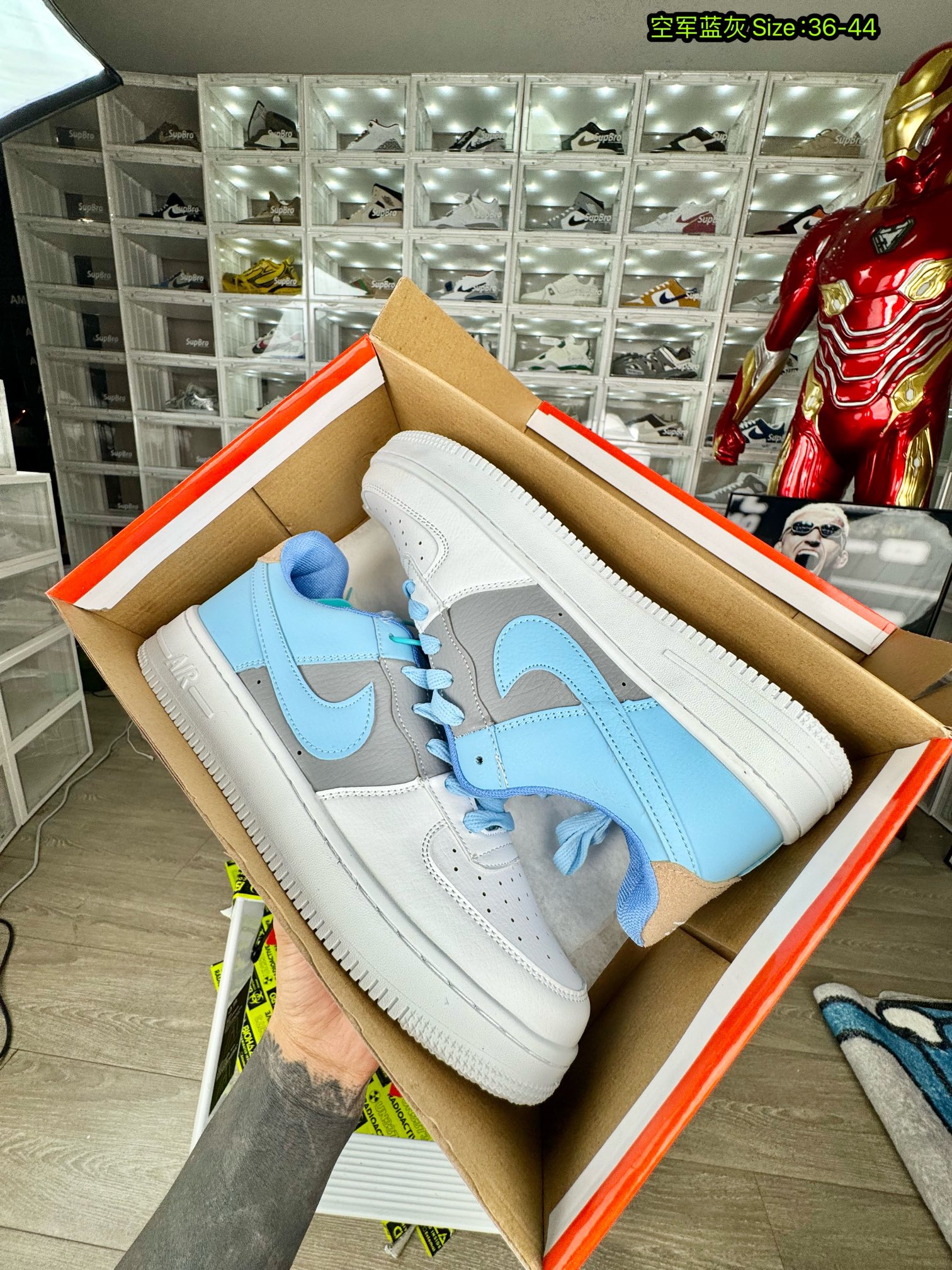 Nike AF1 空军一号 灰蓝 尺码36-44 男女码现货